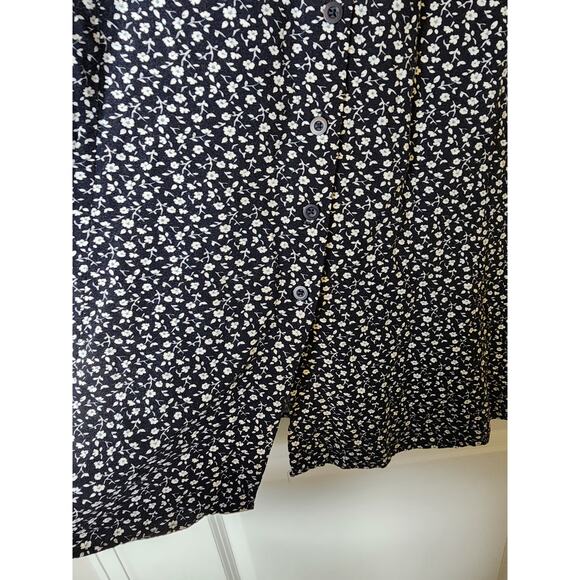 BRANDY MELVILLE Black White Floral Button Front Lightweight Maxi Skirt SZ M - Picture 4 of 9